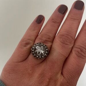 Leo lion zodiac vintage ring sterling silver